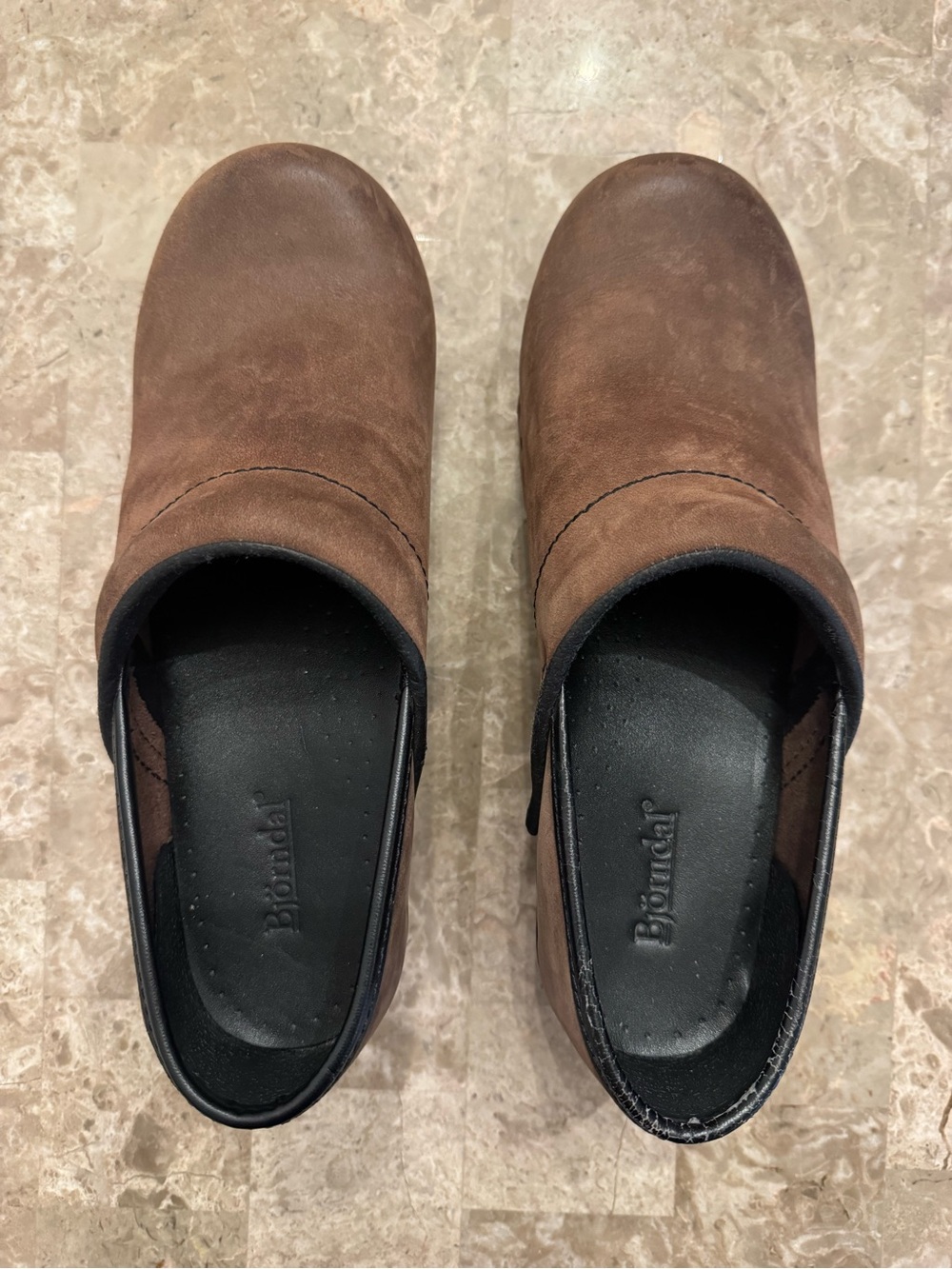 Björndal Ally Brown Leather Clogs Women's Size 9